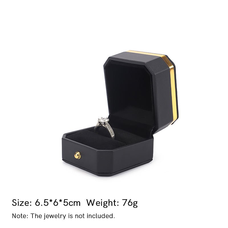 Scatola portaoggetti per gioielli in pelle PU, scatola regalo - Nero - Scatola per anelli (6,5*6*5 cm) - image 13