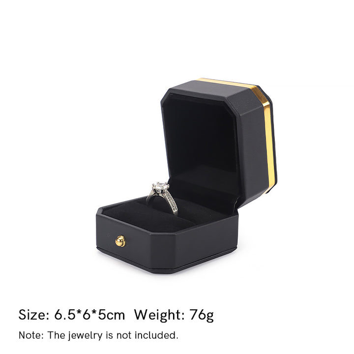 Scatola portaoggetti per gioielli in pelle PU, scatola regalo - Nero - Scatola per anelli (6,5*6*5 cm) - image 13