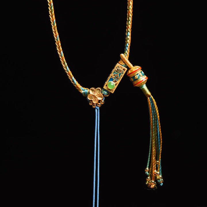 Collana con ciondolo in rame colorato con Buddha Stones e corda di ricchezza - image 7