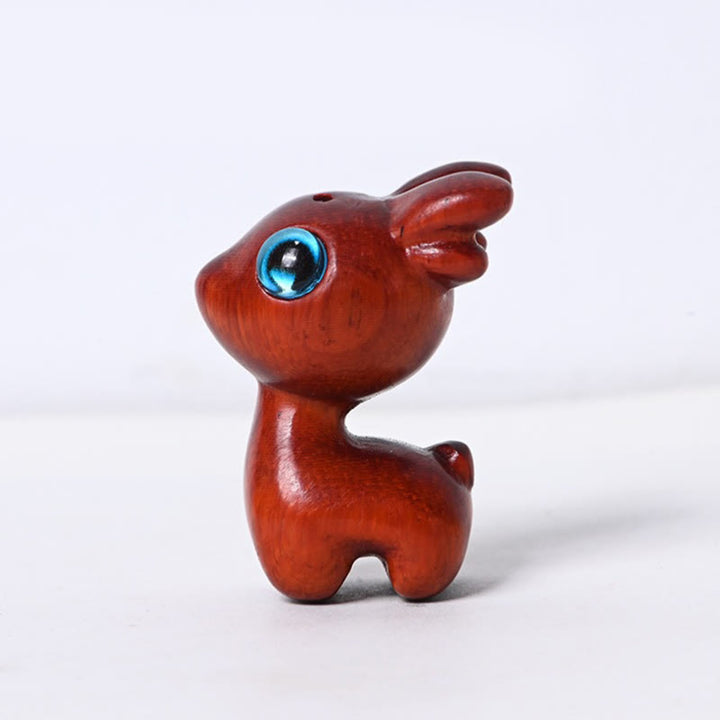 Buddha Stones Piccola foglia Sandalo rosso Legno di ebano Sandalo Sandalo verde Mini cervo fortunato Decorazione di protezione - Piccola foglia di sandalo rosso cervo 3,6*2,5*2 cm - image 2