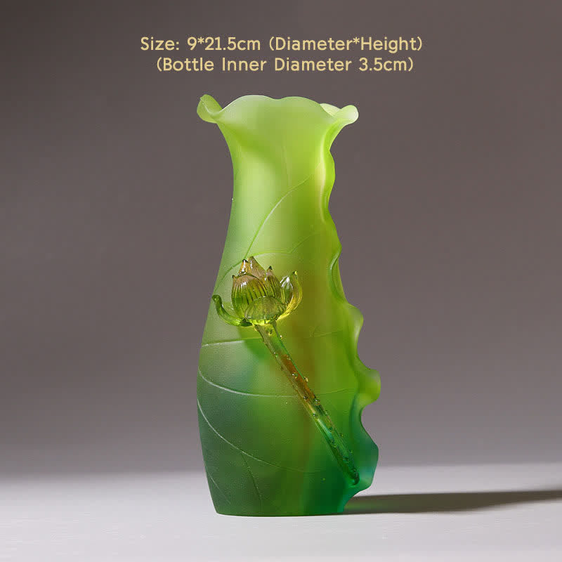 Feng Shui Lotus fatto a mano Liuli Crystal Art Piece Home Office Offerta Decorazione - Vaso - image 11