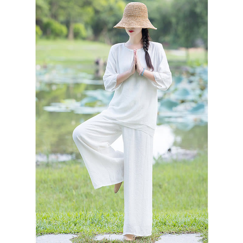 Completo da donna per Tai Chi, meditazione, preghiera, pratica spirituale zen mattutina. - image 12