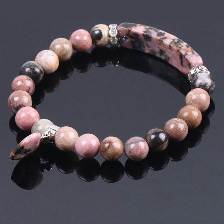 Braccialetto di perline curative con cuore d'amore e rodonite Buddha Stones