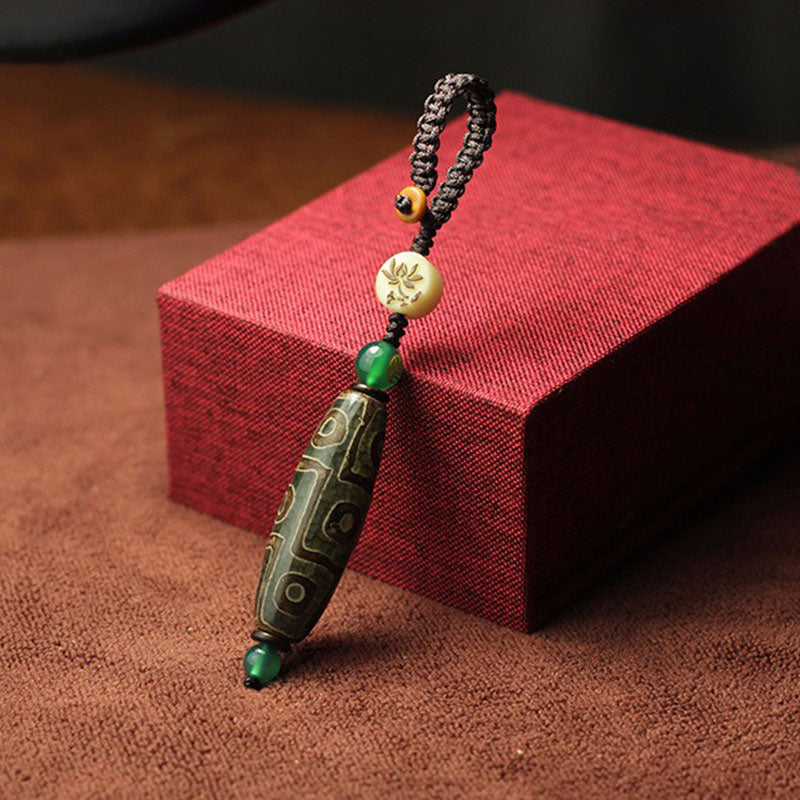 Buddha Stones Tibetano Nove Occhi Dzi Bead Decorazione della Ricchezza - Verde - image 4