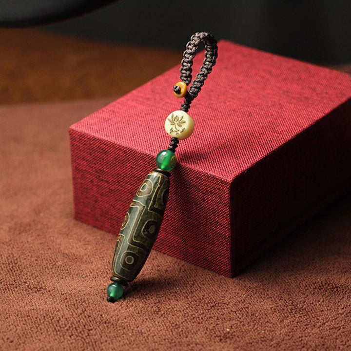 Buddha Stones Tibetano Nove Occhi Dzi Bead Decorazione della Ricchezza - Verde - image 4