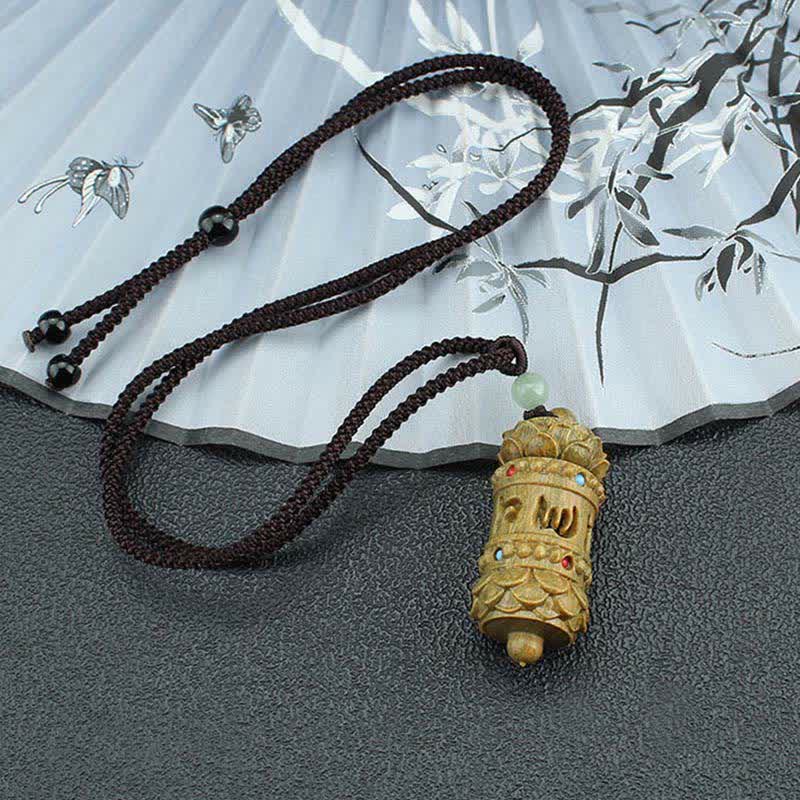 Buddha Stones Tibet Sandalo verde Palissandro Om Mani Padme Hum Loto Collana pendente rilassante positivo - image 3