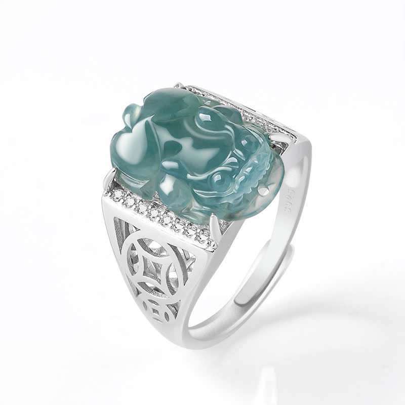 Anello di fortuna in argento sterling 925 Buddha Stones, Fengshui, ricchezza, prosperità, giada PiXiu - Uomini - image 5