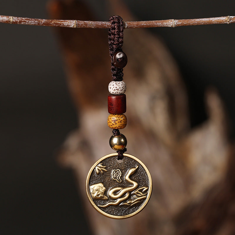 Portachiavi con decorazione in rame con zodiaco cinese e fortuna - Serpente - image 6