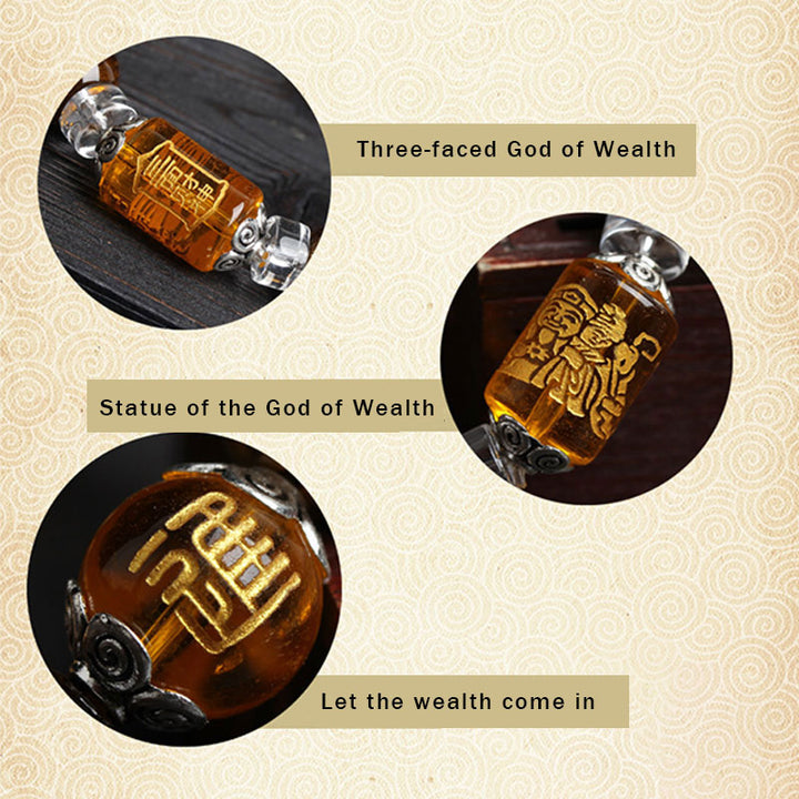 Braccialetto della fortuna e della prosperità con perline di occhio di tigre e Buddha Stones