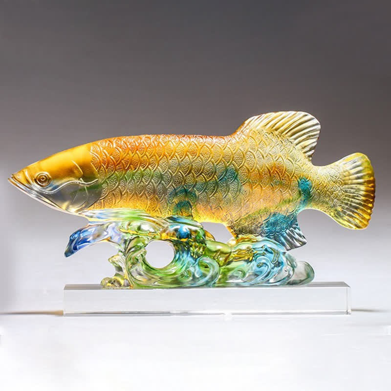 Pezzo d'arte fatto a mano in cristallo Liuli Koi Fish, decorazione per ufficio e casa - image 7