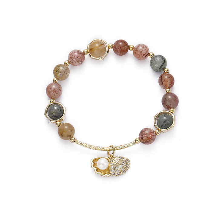 Braccialetto di perline di protezione in quarzo rutilato naturale colorato Buddha Stones