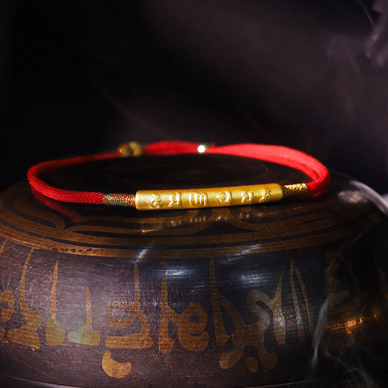 Buddha Stones Braccialetto buddista tibetano fatto a mano con corda rossa fortunata Mani Mantra
