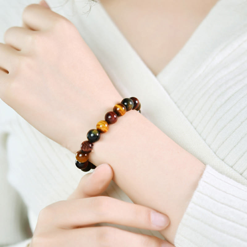 Braccialetto di protezione positiva con occhio di tigre naturale Buddha Stones