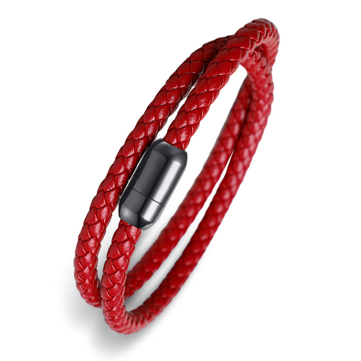 Braccialetto con fibbia magnetica di protezione in corda rossa in vera pelle Buddha Stones