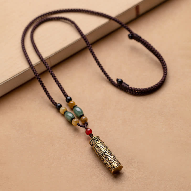 Buddhastoneshop Tibet Om Mani Padme Hum Agata Shurangama Sutra Collana con pendente di protezione - image 3