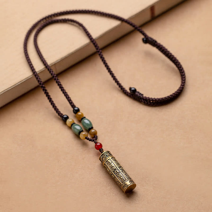 Buddhastoneshop Tibet Om Mani Padme Hum Agata Shurangama Sutra Collana con pendente di protezione - image 3