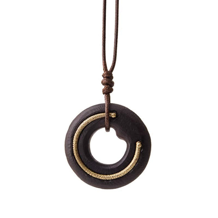 Collana con ciondolo in legno di ebano, cerchio zen, Buddha Stones , pace e calma - image 15