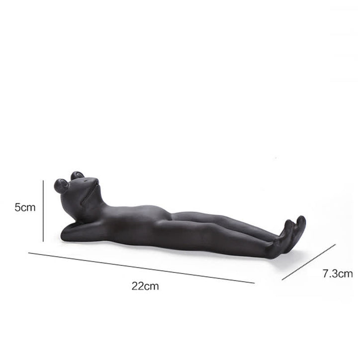Bruciatore di incenso di guarigione spirituale in ceramica a forma di rana da meditazione - Rana addormentata - image 11