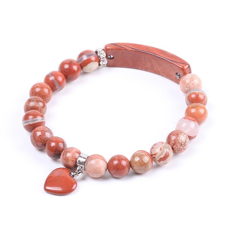 Braccialetto di perline curative con cuore d'amore in quarzo naturale Buddha Stones