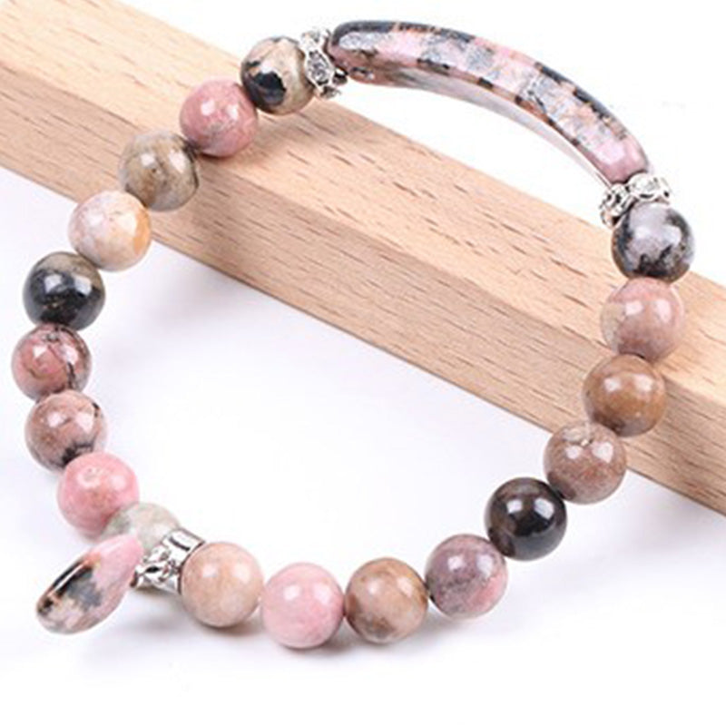 Braccialetto di perline curative con cuore d'amore e rodonite Buddha Stones