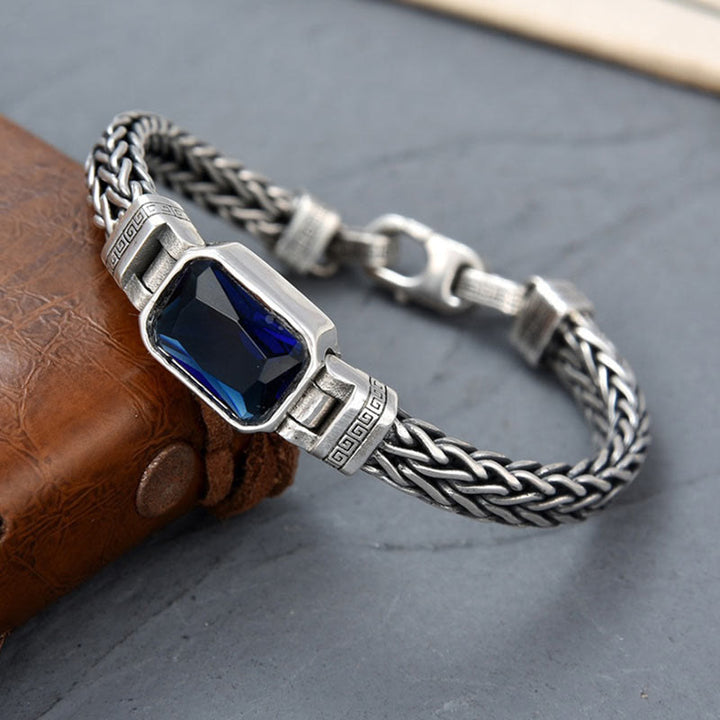 Bracciale con fibbia per la ricchezza e guarigione con chiglia di drago in acrilico blu retrò Buddha Stones