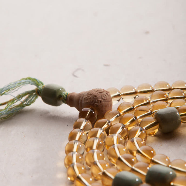 Buddha Stones 108 Mala Beads 925 Sterling Silver Citrino Sandalo Turchese Protezione Bracciale Prosperità - image 15