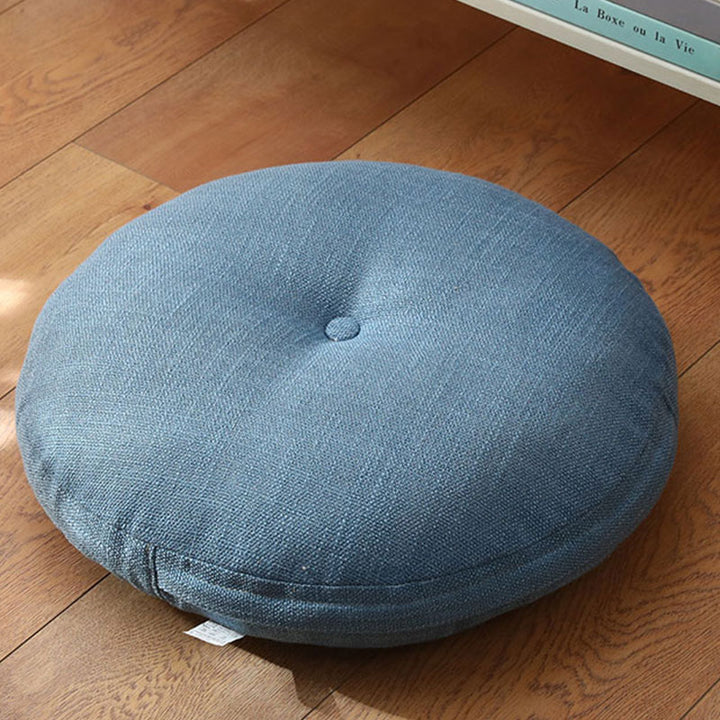 Cuscino per seduta da meditazione in lino con motivo semplice Buddha Stones e loto, decorazione per la casa e il soggiorno - Staccabile - Circa 40 cm × 10 cm (possibili leggere variazioni) - Blu fiordaliso - image 11