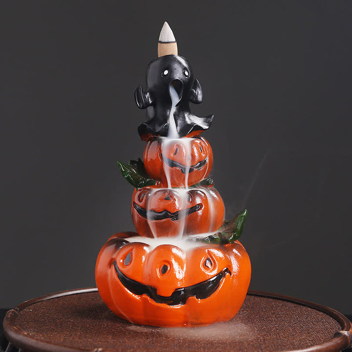 Zucche di Halloween, fantasma, resina, fontana di fumo a riflusso, bruciatore di incenso, decorazione