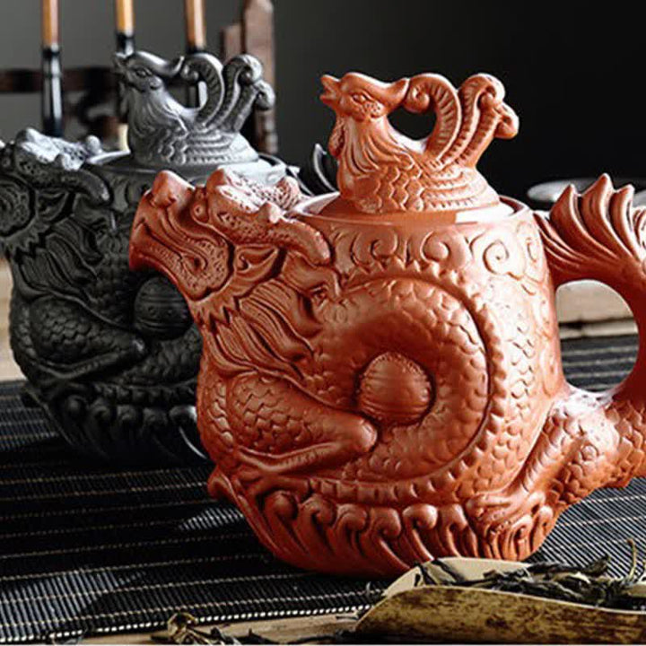 Teiera in ceramica vintage Dragon Phoenix