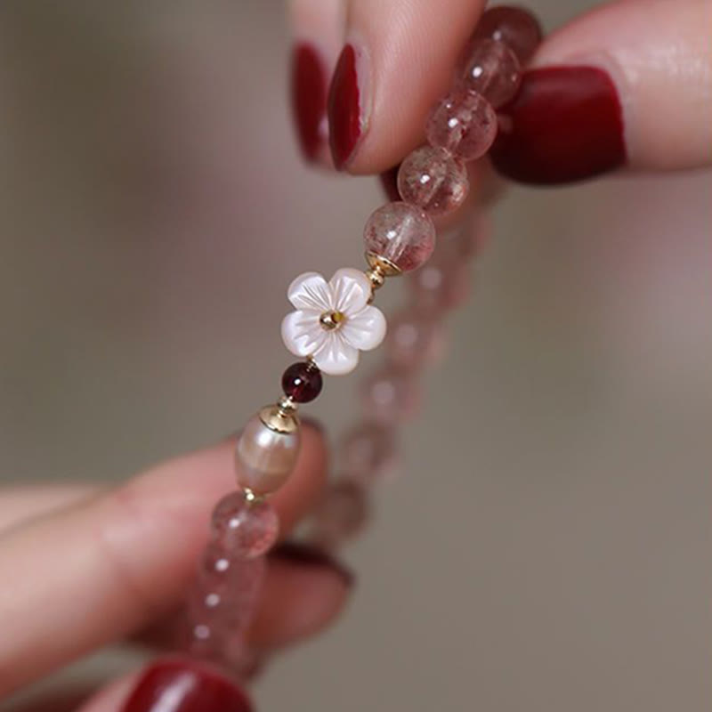 Bracciale Buddha Stones Strawberry Quartz Peach Blossom Love