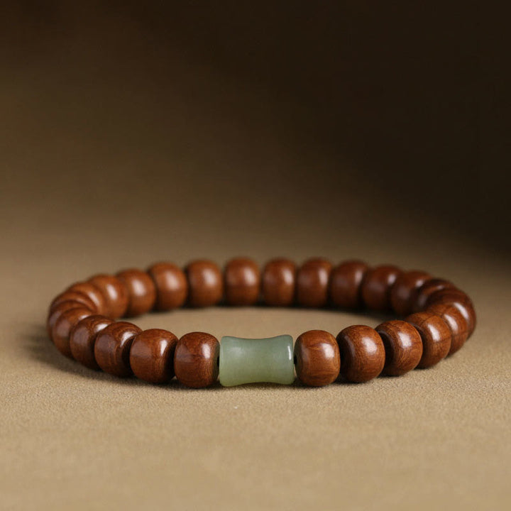 Bracciale Buddha Stones Natural Abelia Biflora Wood Hetian Jade Bamboo Bead che allontana gli spiriti maligni