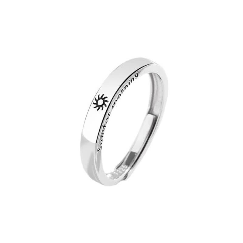 Anello regolabile per coppia con protezione sole e luna in argento sterling 925 Buddha Stones - Uomini (Sole) - image 3