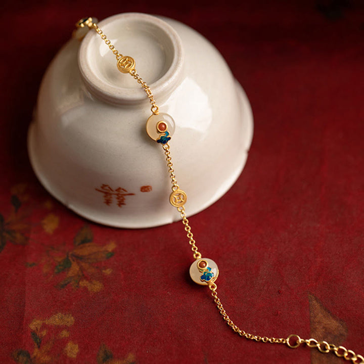 Braccialetto della fortuna con motivo di giada con nuvole di buon auspicio Buddha Stones