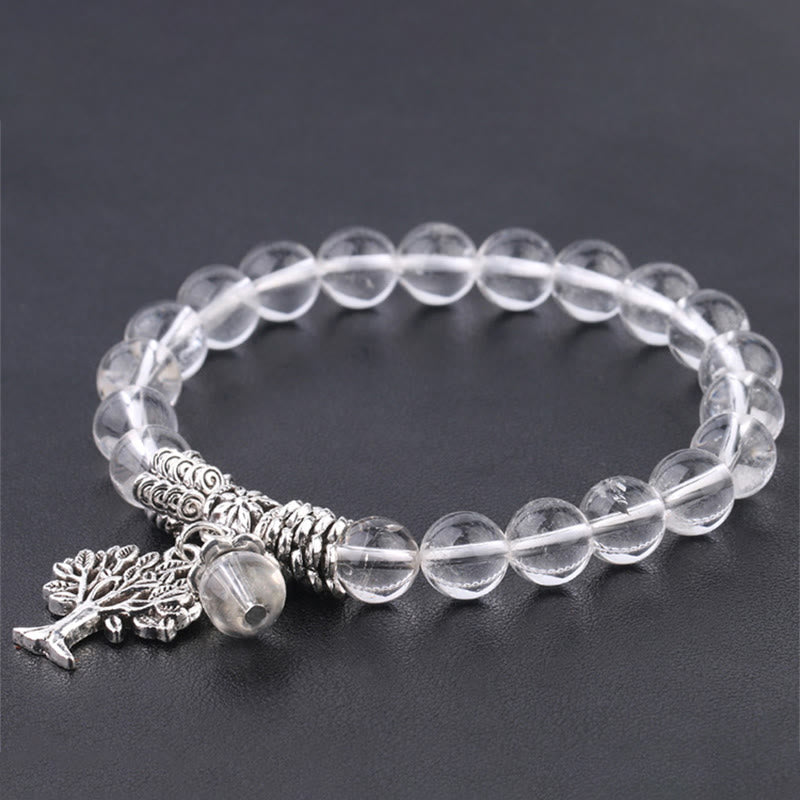 Braccialetto elastico portafortuna con albero della vita in pietra preziosa naturale Buddha Stones