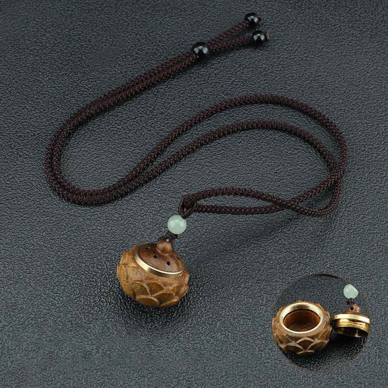 Buddha Stones Tibet Sandalo verde Palissandro Om Mani Padme Hum Loto Collana pendente rilassante positivo - image 11