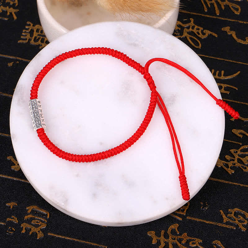 Braccialetto con corda rossa Buddha Stones Om Mani Padme Hum Luck Protection