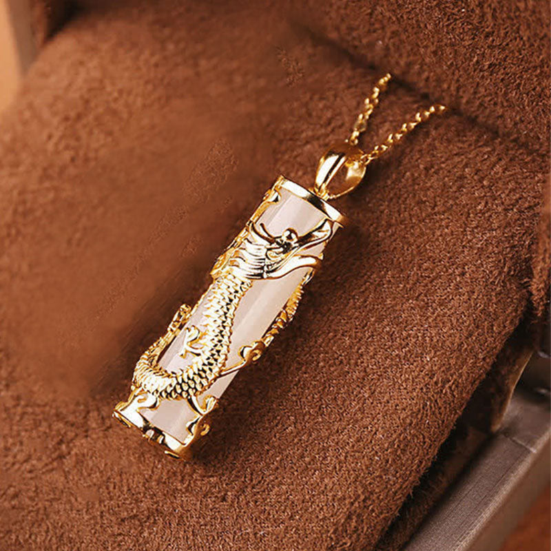 Buddha Stones Giada Drago Fenice Rame Benedizione Armonia Collana Pendente - Drago - image 3