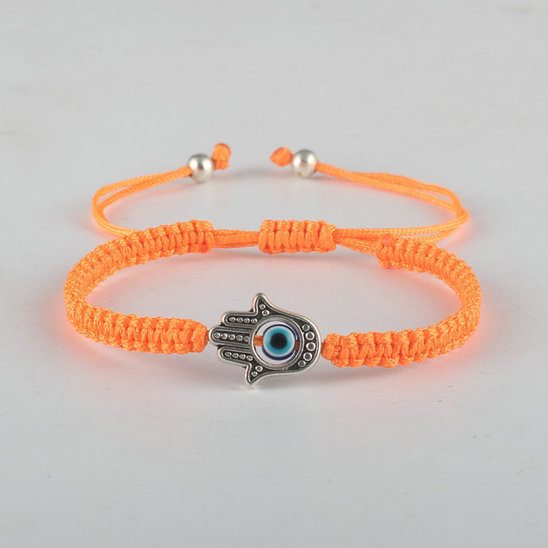 Braccialetto con cordino di protezione e fortuna con simbolo Hamsa fatto a mano con Buddha Stones