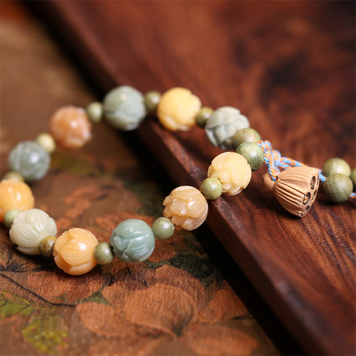 Braccialetto di armonia della saggezza del sandalo verde del seme di Bodhi Buddha Stones