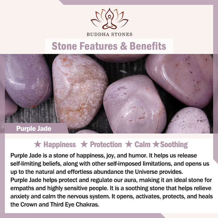 Braccialetto della felicità con ciondolo volpe in giada viola naturale Buddha Stones