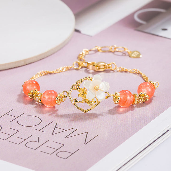 Braccialetto Buddha Stones Red Agate Tridacna Stone Flower Confidence