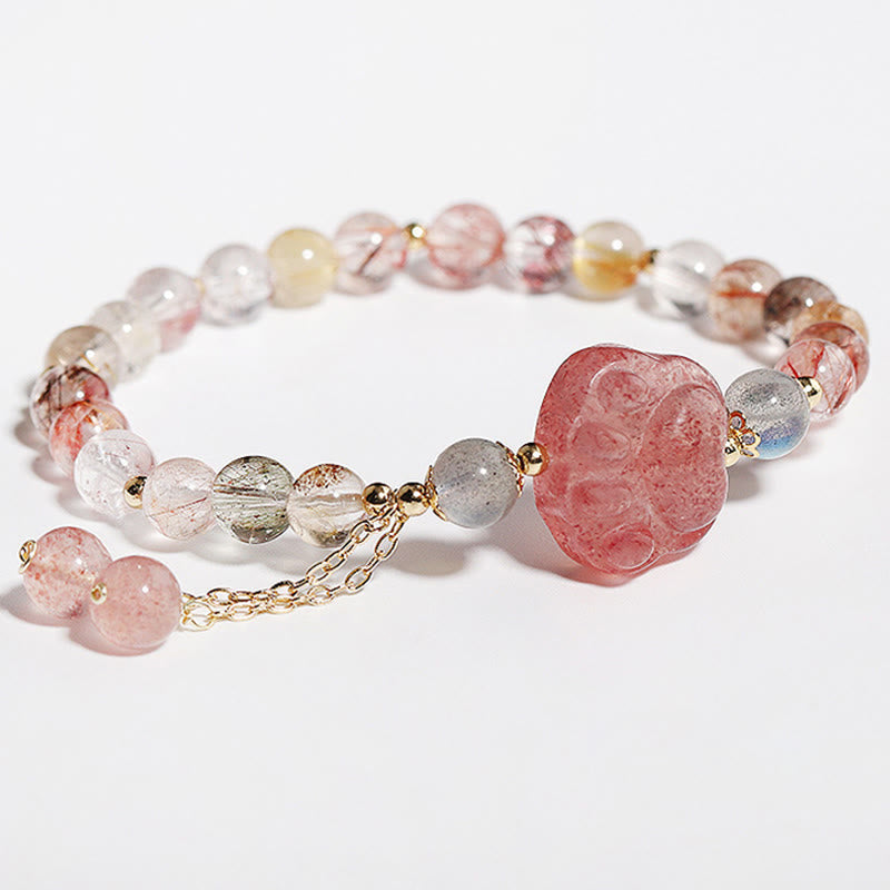 Braccialetto dell'amore con pietra di luna, artiglio di zampa di gatto, quarzo rutilato colorato, Buddha Stones - image 5