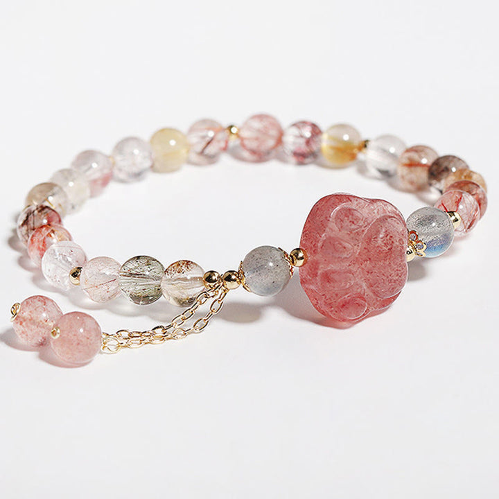 Braccialetto dell'amore con pietra di luna, artiglio di zampa di gatto, quarzo rutilato colorato, Buddha Stones - image 5