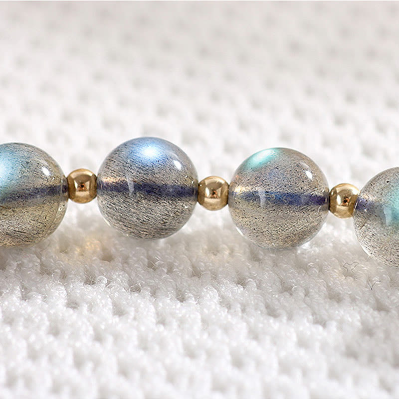Bracciale Buddha Stones placcato oro 14k con pietra di luna naturale e guarigione dell'amore