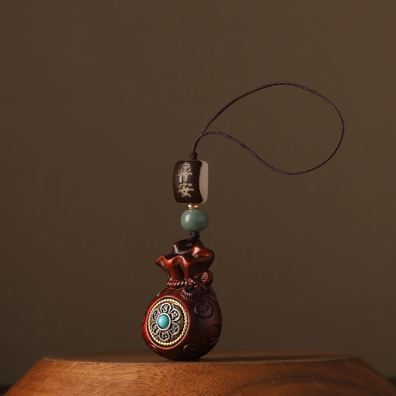 Buddha Stones Piccola foglia Sandalo rosso Sandalo verde Borsa per soldi Om Mani Padme Hum Portachiavi di protezione girevole Decorazione da appendere al telefono - Sandalo rosso a foglia piccola (allontana gli spiriti maligni ♥ Protezione) - Decorazione da appendere al telefono - image 5