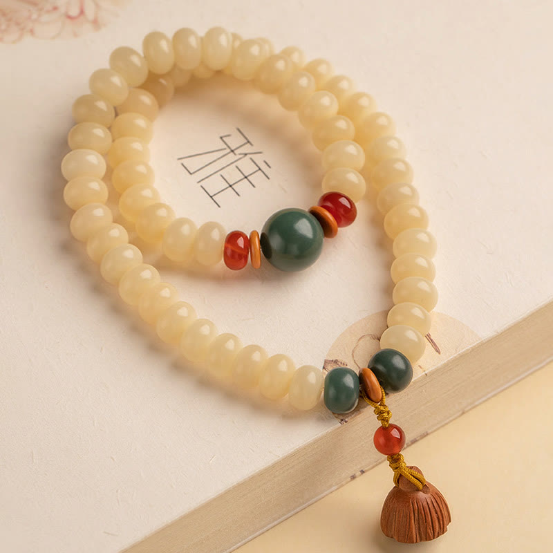 Braccialetto doppio giro Buddha Stones Bodhi Seed Lotus Baccello Charm Peace
