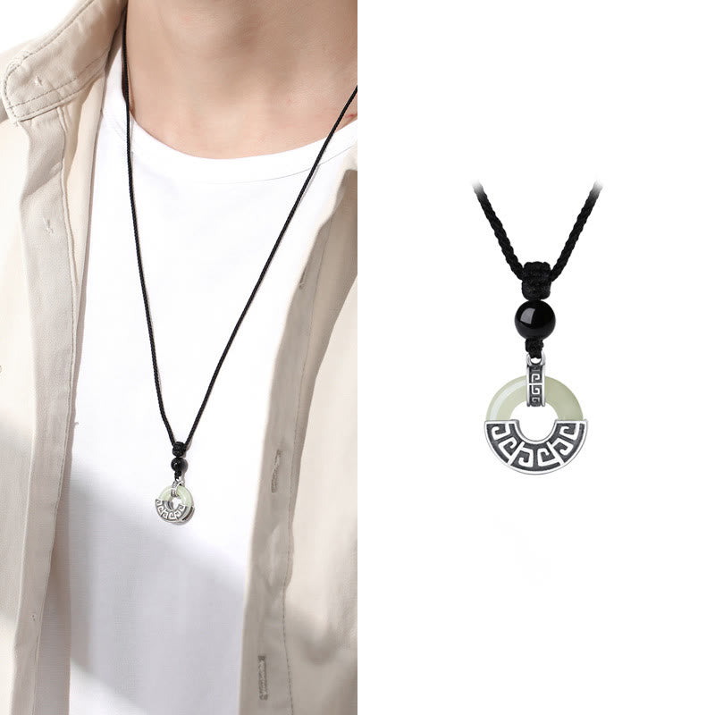 Collana con ciondolo Buddha Stones in argento sterling 925, giada naturale di Hetian, fibbia della pace e prosperità - image 7