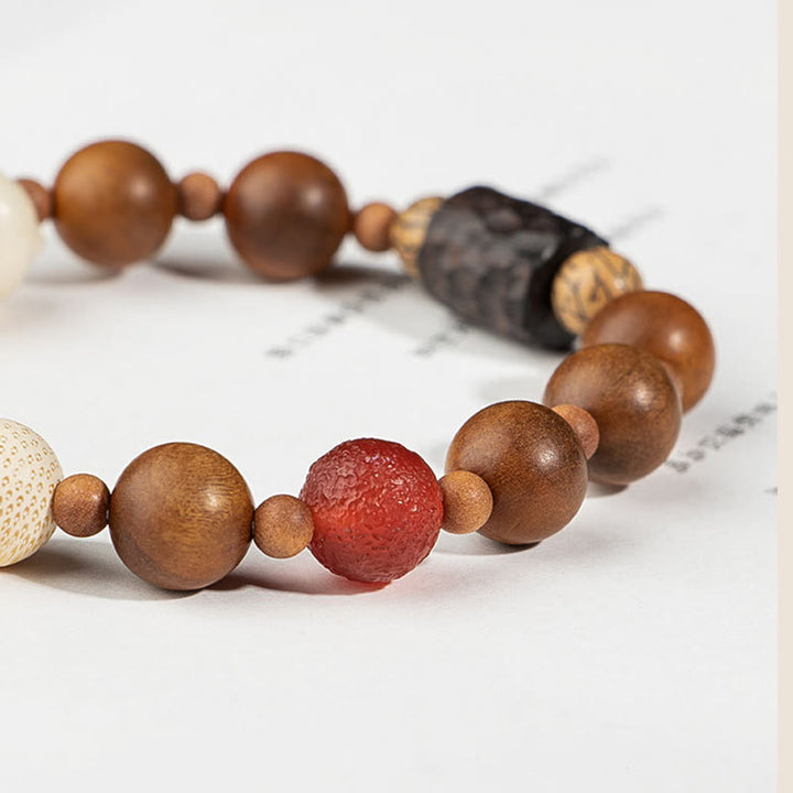 Buddha Stones Fulmine Legno Bodhi Seme Zampa di Gatto Artiglio Auspicio Protezione Nappa Braccialetto - image 5