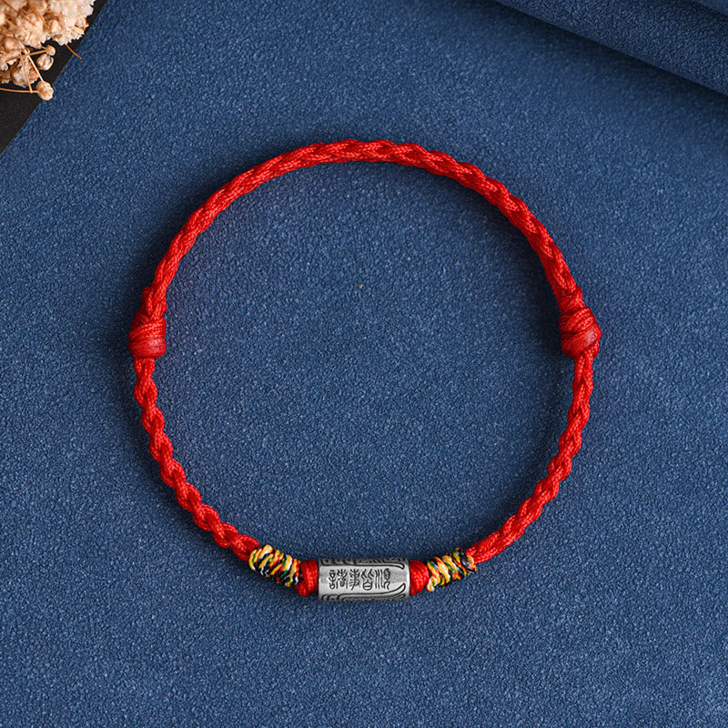 Buddha Stones Bracciale Cavigliera in Argento Sterling 925 Fatto a Mano Tutto Va Bene Design Protezione Forza - Braccialetto (circonferenza del polso 13-18 cm) - Corda rossa - image 2