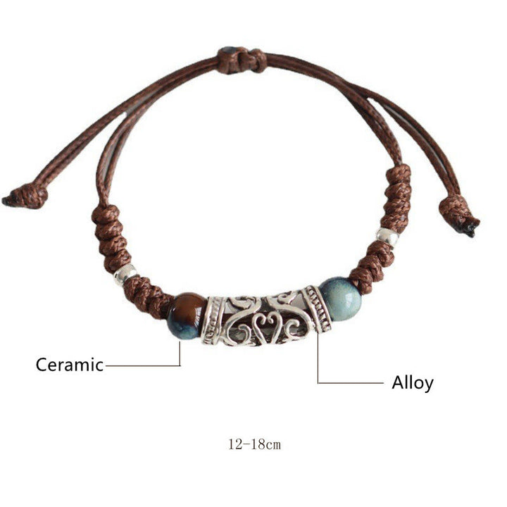 Braccialetto di perline di ceramica tibetana Wealth String